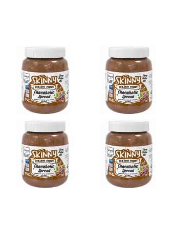 The Skiny Food Co Chocaholic Spread 350g - The Totally Amazing Low Sugar Zero Palm Sugar And Guilt Free Skiny Chocaholic Hazelnut Cocoa Spread - Pack of 4