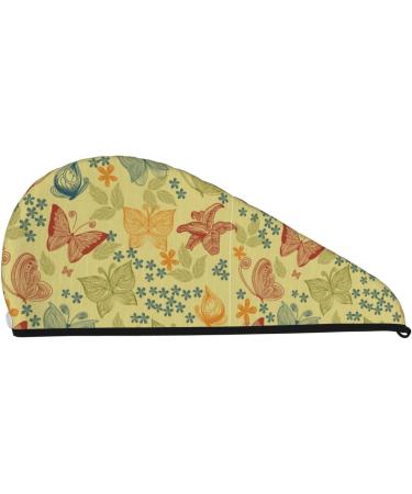 Floral Butterfly Microfiber Hair Towel Soft Absorbent Wrap for Long Curly & Thick Hair - Quick Dry Coral Velvet for Women - Buy Online on GoSupps.com