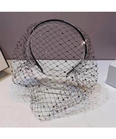 Bottone Headbands for Women Girls Wide Plain Turban Headband Fashion Veil Rhinestones Hair Bands Mesh Hair Hoop White - Buy Online on GoSupps.com