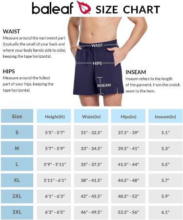 BALEAF Men's 5 Inch Swim Trunks with Compression Liner, Quick Dry 2-in-1 Shorts, Large - Dark Blue - Buy Online on GoSupps.com