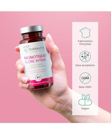 Probiotiques Flore Intime | 4 Souches Brevet es | 40 Milliards d'UFC | Lactobacillus Rhamnosus Reuteri Crispatus Salivarius | 60 G lules V g tales Gastro-r sistantes | Made in France | Terravita - Buy Online on GoSupps.com