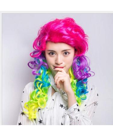 BGHJUE Wig Halloween Colored Curls Part Synthetic Hair Wigs With Bangs Middle/Side Part Long Straight Wig For Black Women