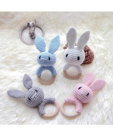 Shop Ncbvixsw Baby Wood Pouring Ring | Crochet Bunnies Rattles & Pacifier Bracelet - Safe Teething Toys for Newborns - Buy Online on GoSupps.com