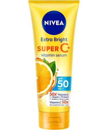 Nivea Extra Bright Super C+ Vitamin Body Serum Sunscreen SPF50+ PA+++ - 320ml (Pack of 1) | Best International Shipping - Buy Online on GoSupps.com