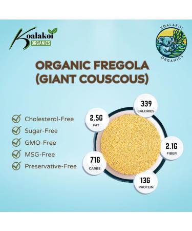 ORGANIC Certified Fregola white giant cous cous (400g - 5kg) Premium non-GMO Durum Wheat 100% Natural no Additives or Preservatives Vegan couscous Free UK delivery by Koalakoi (400g) - Buy Online on GoSupps.com