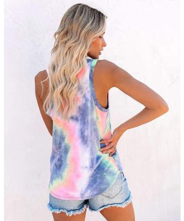 Saukole Women's Sleeveless Yoga Workout Tank Top - Blue Tie Dye - Large - Buy Online on GoSupps.com
