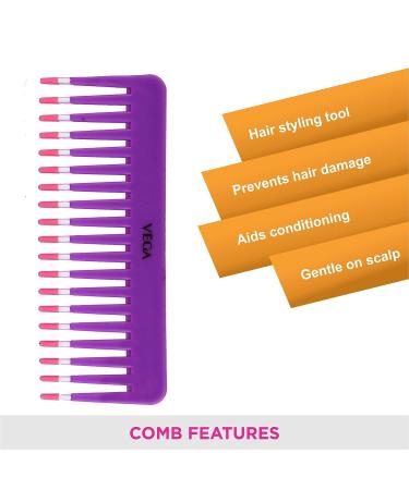 Vega 1268 Shampoo Comb - 1 Pc | Detangling Hair Brush for Smooth & Tangle-Free Hair - Buy Online on GoSupps.com