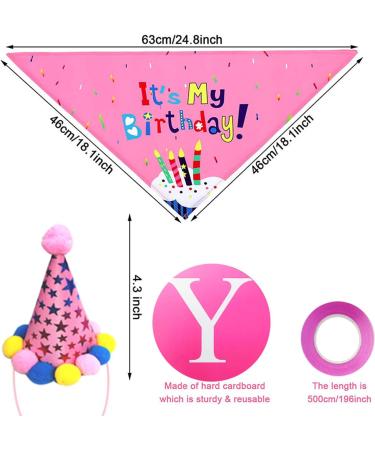 Birthday Sparty Bandana Hats Set for Girls & Dogs | 1st Birthday Party Decor with Paw Print Balloons & Happy Birthday Banner - Buy Online on GoSupps.com