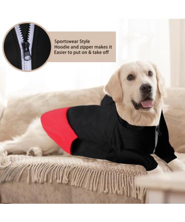 Meioro Dog Hoodies - Warm Zipper Pet Clothes | Cute Black Hoodie for Large Dogs - Buy Online on GoSupps.com