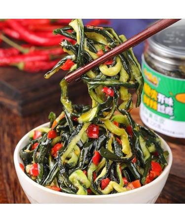 Instant vegetable pickles handmade color pepper chili sauce side dishes seasonings pickles Chinese snacks pickles Chinese specialty spicy dishes snacks gifts (Crispy cucumber 220g 1can) Crispy cucumber 220g 1can - Buy Online on GoSupps.com