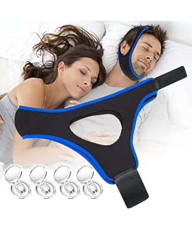Anti Snoring Chin Strap and 4 Anti Snoring Nose Clip Adjustable & Breathable Anti Snoring Devices That Work Effective Snoring Solution to Stop Snoring Blue Black
