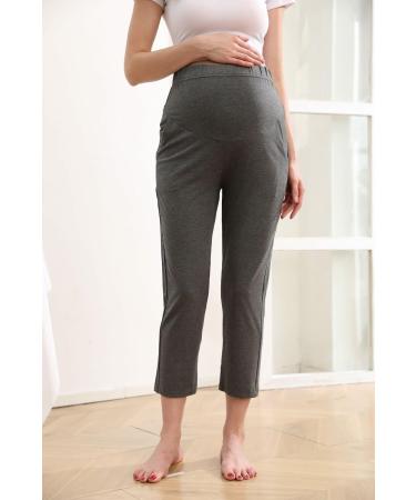 ZUMIY Maternity Lounge Pants - Over the Belly Stretchy Activewear with Pockets - M Grey - Buy Online on GoSupps.com