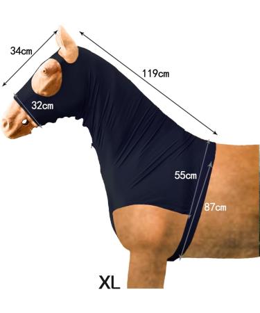 Leberna Lycra Stretch Horse Hood with Zipper - Full Face Neck Cover XL - Navy | Durable & Comfortable Equestrian Gear - Buy Online on GoSupps.com