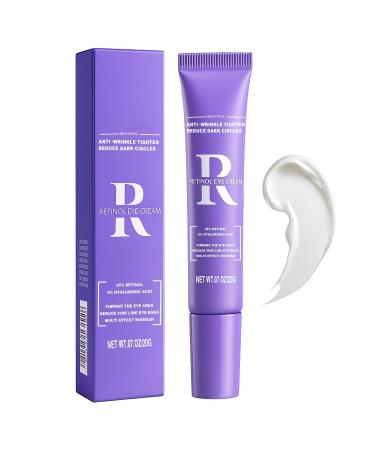 Retinol Eye Cream Moisturizing Eye Care Daily Anti-Wrinkle Cream with 45% Retinol and 5% Hyaluronic Acid to Smooth & Moisturize Skin Under Eye Bags Reduce Wrinkles Dark Circles(0.7 Ounces) Purple