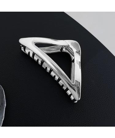 Sleek Silver Metal Claw Clip for Thick Hair - Geometric Design | Elegant Hair Styling Accessory for Women - Buy Online on GoSupps.com