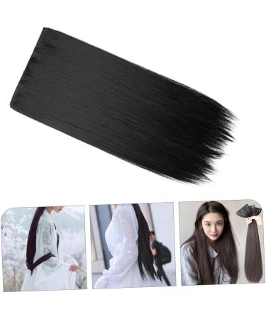 Beatifufu Piece Long Straight Hair Wig Hair Extensions Clip in Human Hair Dark Brown Hair Extensions Jet Black Wig Women Hair Extensions Natural Hair Accessories Miss High Temperature Wire 80X15CM Black - Buy Online on GoSupps.com
