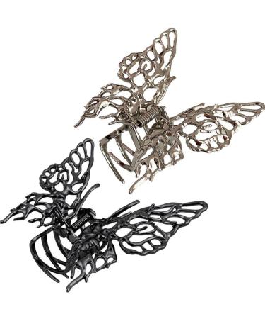 Women Hair Claw 2pcs Exquisite Butterfly Hair Claw Clip Elegant Hair Styling Clip Nonslip Ponytail Clip Trendy Headwear style2