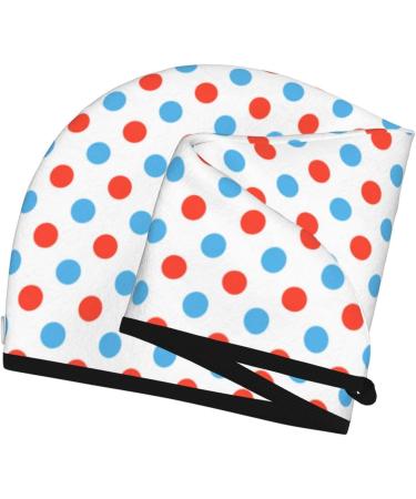 Buy Hair Towel Wrap - Fast Drying Towel Turban with Button | Red Blue Polka Dots | International Shipping Available - Buy Online on GoSupps.com