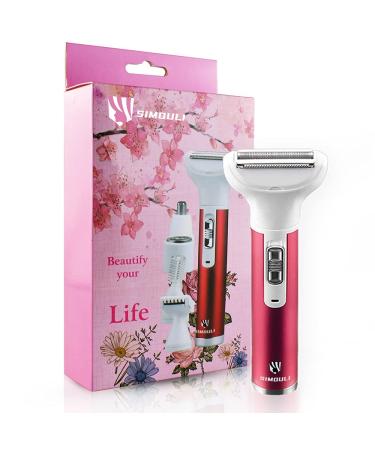 SIMOULI 5 in 1 Electric Razor for Women - Painless Hair Removal for Legs, Underarms, Bikini Line, Face, Eyebrow & Nose - Wet & Dry Bikini Trimmer Included - Buy Online on GoSupps.com