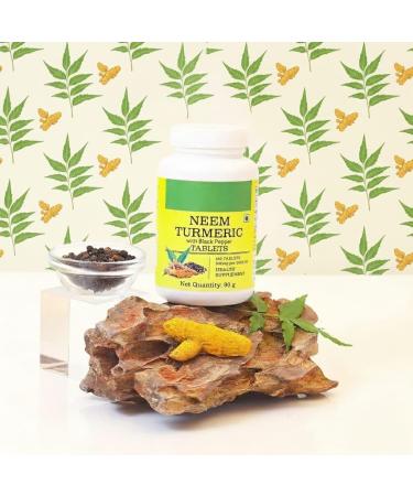 Neem Turmeric with Black Pepper 180 Tablets Made with Pure Turmeric Root Powder and Neem Leaf Powder Detox Tablet - Buy Online on GoSupps.com