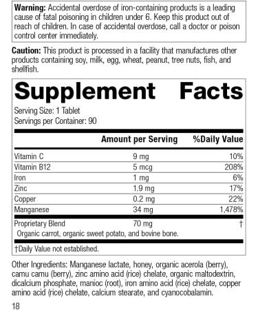 Standard Process Manganese B12 - Whole Food Hemoglobin, Antioxidant, Vitamin B12 - 90 Tablets - Buy Online on GoSupps.com