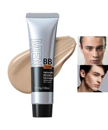 Mens BB Cream Foundation Deep Hydrating BB Cream Tinted Moisturiser BB Cream SPF 15 Face Cream SPF 15 Mens Concealer Colour Correcting Cream for Cover Blemishes Balance Skin Tone BB Cream Medium