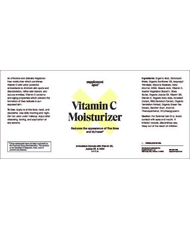 Antioxidant C Moisturizer - Revitalizing Vitamin Lotion for Dark Spots & Wrinkles | All Skin Types - Vitamin E & Jojoba Oil - Buy Online on GoSupps.com