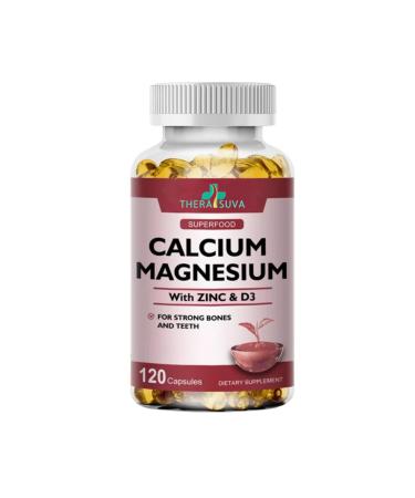 Extra Strength Calcium 1000mg + Magnesium 400mg + D3 + Zinc Complex Supplement for Bone and Immune Health 2 Month Supply 120 Softgels