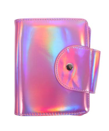 Lurrose pack with nail plates square stand holder for nail plates nail pressure template holder nail art stamper pocket storage bag for stamp plates manicure PU dying pink