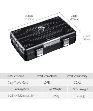 CIGARLOONG Travel Humidor 10 Capacity Double Layer Cigar Case with Front Hygrometer and Humidifier(Grey) - Buy Online on GoSupps.com