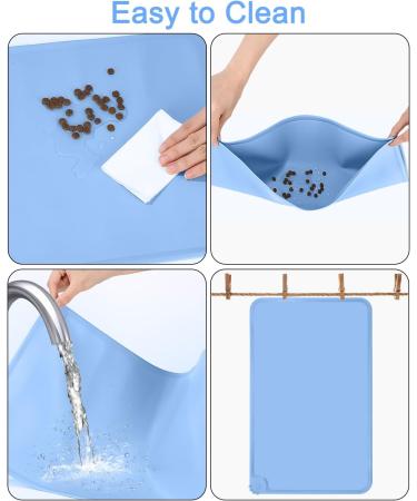 Waterproof Non-Slip Silicone Pet Feeding Mat Set - 2-Part Bowl Pads for Dogs & Cats (Pink & Blue 48x30cm) - Anti-Slip Underlay for Feeding Areas - Buy Online on GoSupps.com