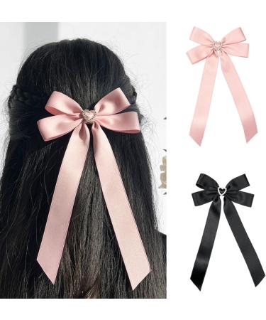 JSGHGDF Bowknot Hair Clip Heart Long Ribbon Bowknot Shape Hair Clip for Girl Spring Styling Tiaras Pink - Buy Online on GoSupps.com