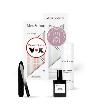 Original Miss Sophie Starterset I self-adhesive nail foils i nude sticker in nude baby boomer & French tips I No splinters i long stop i fast & simple application i premium nail polish foil starter set (nude baby boomer & French tips)