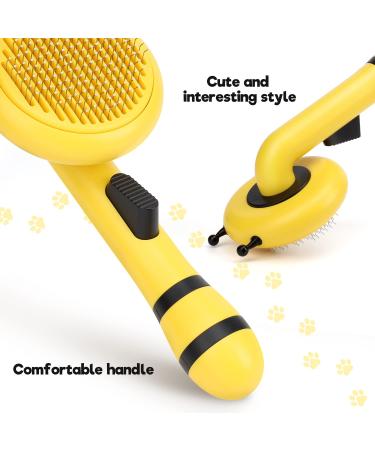 YNNICO Self Cleaning Slicker Brush for Dogs and Cats - Shedding & Grooming Tool in Yellow - Buy Online on GoSupps.com