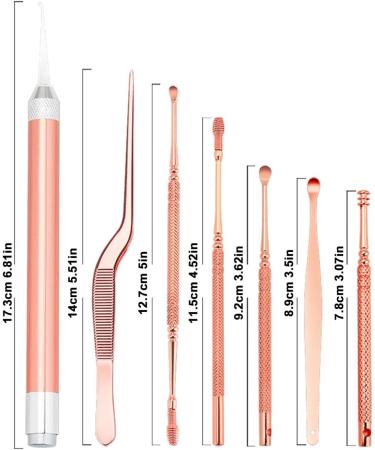 Rose Gold Ear Digging Set - 7 Piece Spoon & Spiral Pick with No Noise Plugs - Buy Online on GoSupps.com