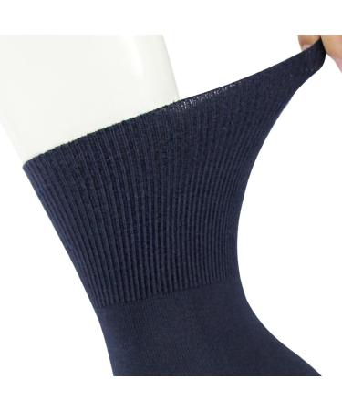 Diabetic Crew Socks for Women and Men - Non-Binding Loose Top Dress Socks (5 Pairs, Navy) - Buy Online on GoSupps.com