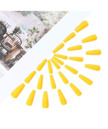 Brishow Long Ballerina False Nails - Pure Color Acrylic Press-On Full Cover Nails (Yellow) - 24 Pieces for Women & Girls - Buy Online on GoSupps.com