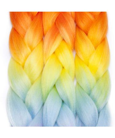Tess Braids Extensions - Blue Jumbo Braids 60cm | KanCalon Kunsthaar for Box Braids | Ombre Hair Braid 100g (Orange/Blue/Red) - Buy Online on GoSupps.com