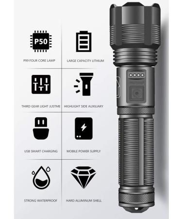 LED Flashlight with Battery Display 5 Lighting Modes for Adventure Hiking Camping (Color : 4-Core P70.2) (4) - Buy Online on GoSupps.com