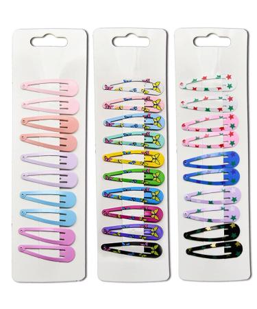 30 Pcs Colorful Metal Snap Hair Clips 2 Inch Barrettes  Solid Candy Color Hair Accessories for Girls  Women  Kids Teens(QS77-A)