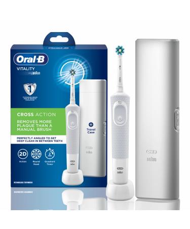Oral B Vitality Criss Cross Electric Rechargeable Toothbrush with Travel Case with replaceable brush head included (White colour) Oral B Vitality Toothbrush with Travel Case