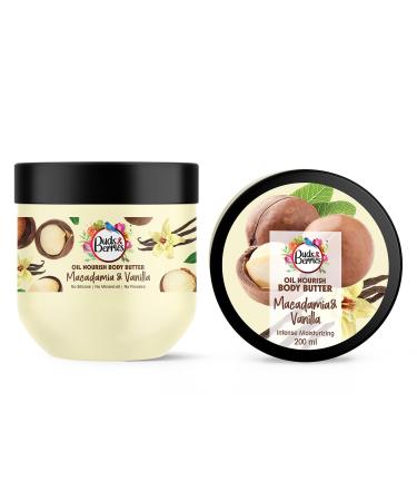 Macadamia and Vanilla Oil Nourishing Body Butter for Intense Moisturization | All Skin Types | No Silicone No Mineral Oil No Paraben | 200 ml