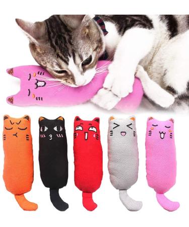 Legendog 5Pcs Catnip Toy, Cat Chew Toy Bite Resistant Catnip Toys for Cats,Catnip Filled Cartoon Mice Cat Teething Chew Toy Multicolor