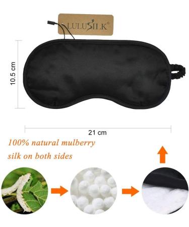 Lulusilk Luxury 100% Pure Mulberry Silk Eye Mask | Breathable Black Sleeping Mask for Travel | Comfortable Sleep Glasses - Buy Online on GoSupps.com