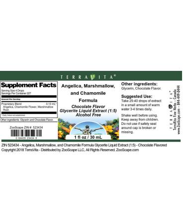 Angelica Marshmallow and Chamomile Formula Glycerite Liquid Extract (1:5) - Chocolate Flavored (1 oz ZIN: 523434) - Buy Online on GoSupps.com