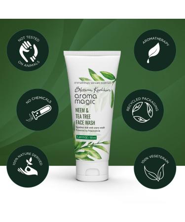 Aroma Magic Neem & Tea Tree Face Wash (Pack of 2) - Natural Acne Cleanser for Men & Women | Hydrating Facewash for Oily & Sensitive Skin | 3.38 Fl Oz (100ml) - Buy Internationally - Buy Online on GoSupps.com