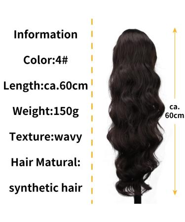 Ponytail Extension Clip-In - Curly Wavy Dark Brown 60cm/65cm | Natural Hair Part & Afro Braid - Buy Online on GoSupps.com