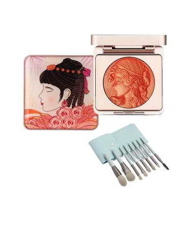 Embossed Smooth Powder Blush Palette For Cheeks Embossed Girl Blush for Cheeks Matte Face Powder Blush Palette Powder Blush Palette Makeup Blush Face Matte Blush Palette (Orange)