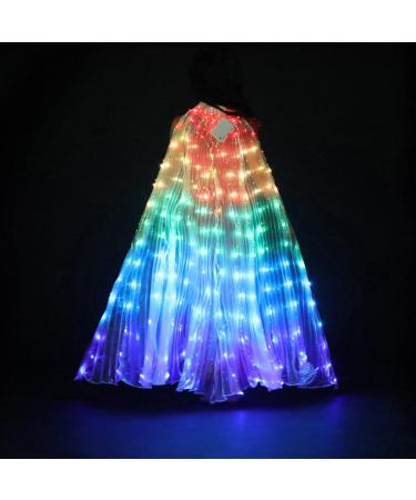 EMVANV LED Lights Belly Dance Wing - Light up Isis Wings for Child, Bellydance Glow Angel Dance Wings with Telescopic Stick, Performance Clothing for Carnival, Stage, Halloween, Christmas Colorful