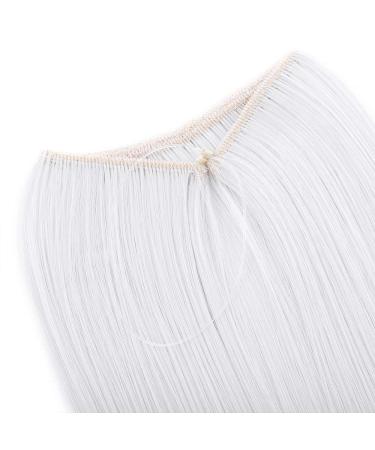 Premium Silk-Co Hair Extensions with Invisible Cord - 50cm Rubber Band Silver Gray Realistic Synthetic Hair for Women - Buy Online on GoSupps.com